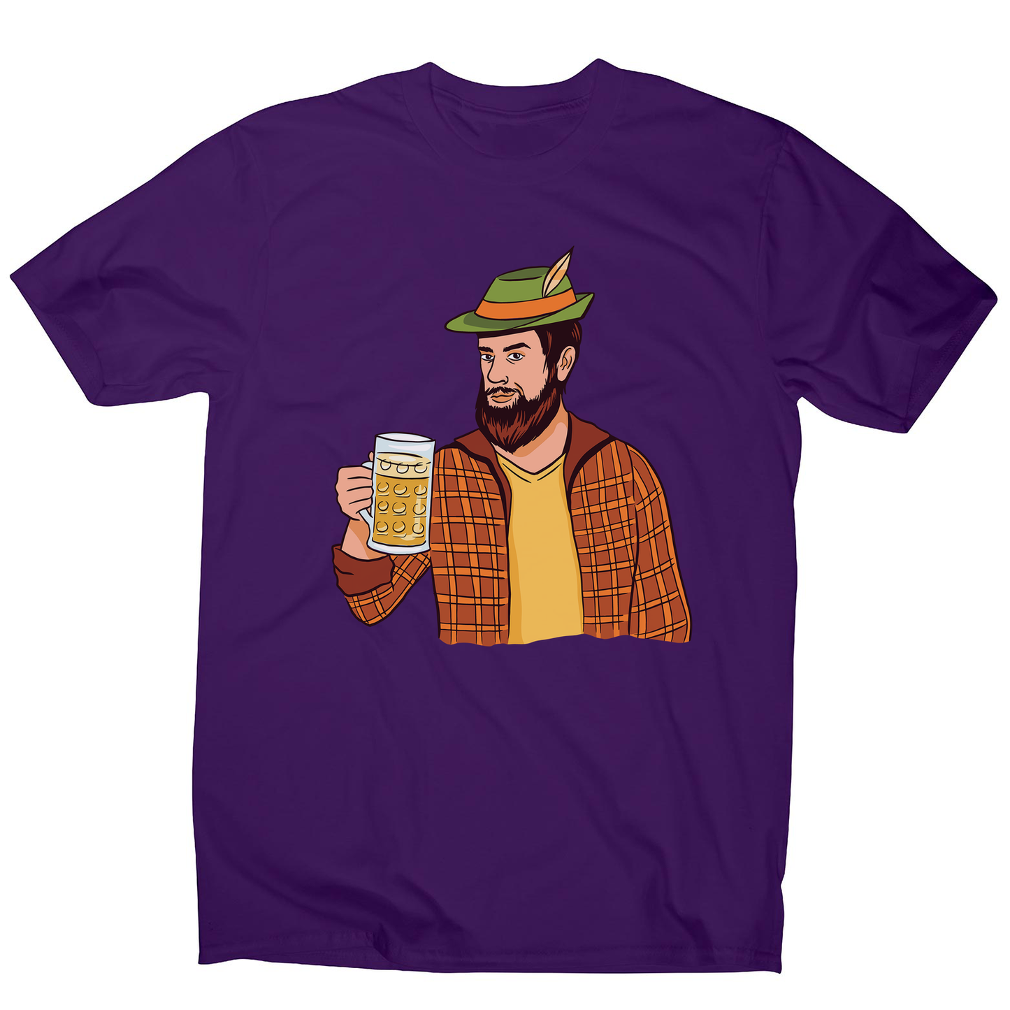 Hipster man with beer men's t-shirt