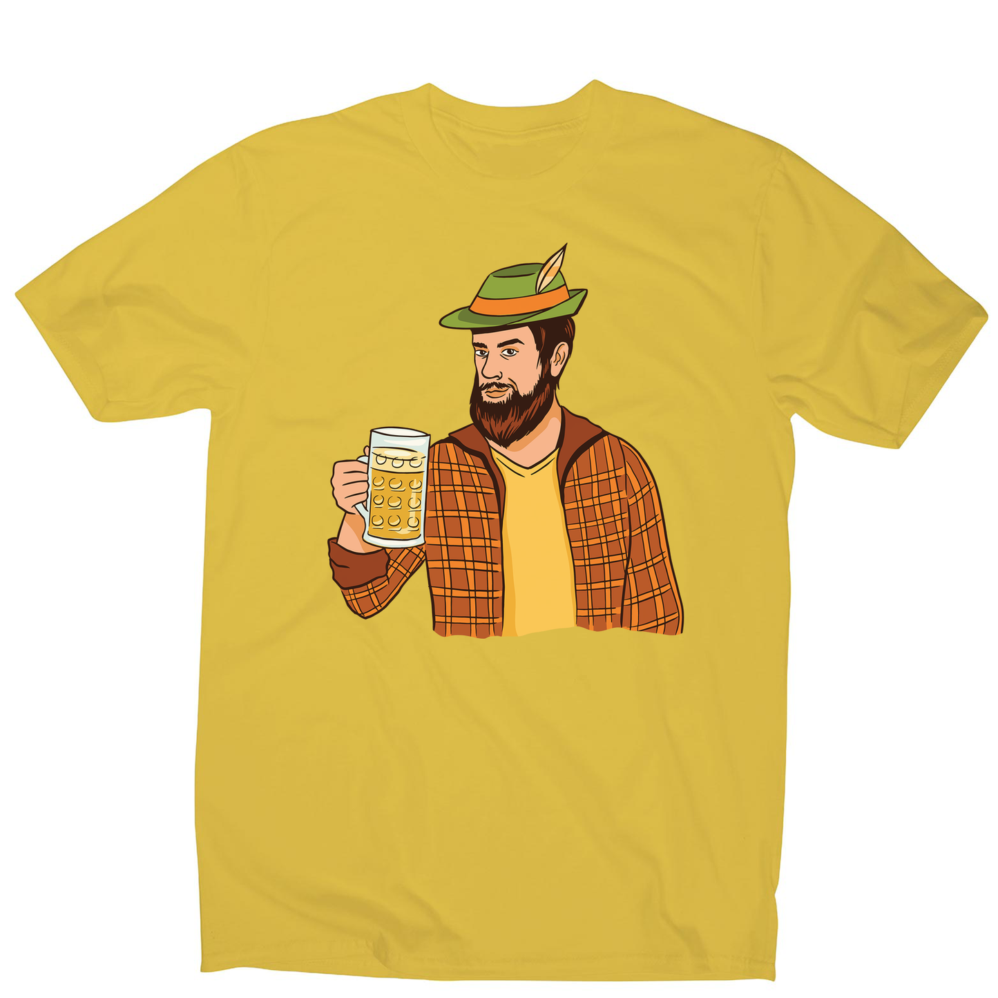 Hipster man with beer men's t-shirt