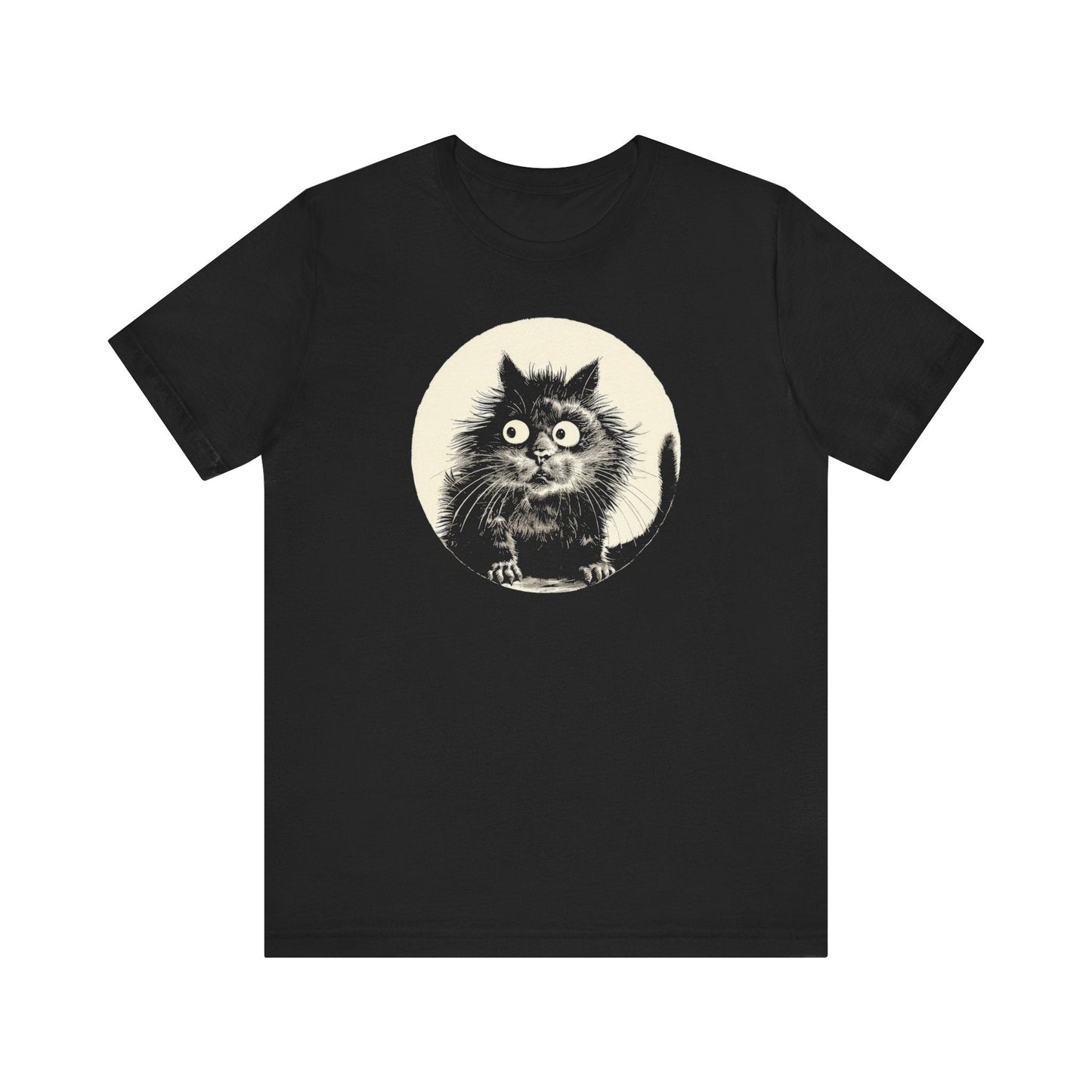 Frightened Cat Graphic Tee – Vintage Style Cat Lover Shirt