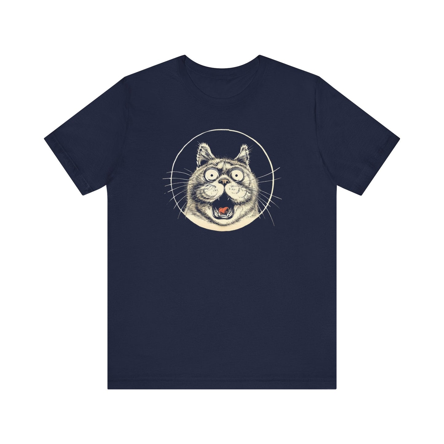 Excited Cat Graphic Tee – Vintage Style Cat Lover Shirt