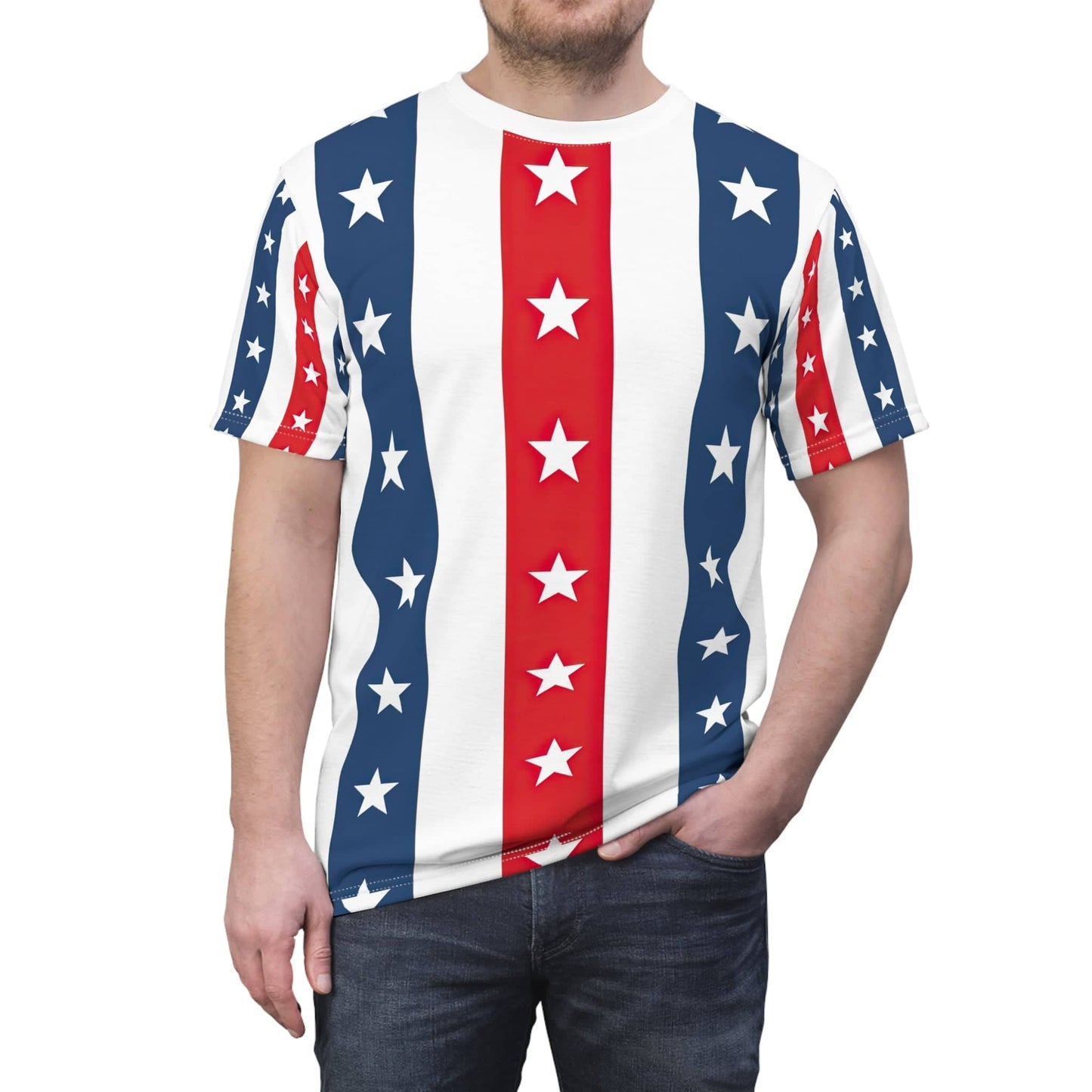 Liberty Stripes Unisex Cut & Sew Tee (AOP)