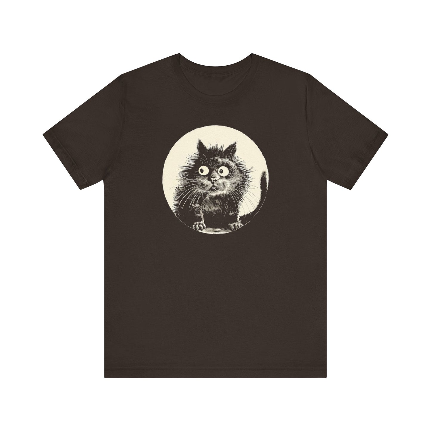 Frightened Cat Graphic Tee – Vintage Style Cat Lover Shirt