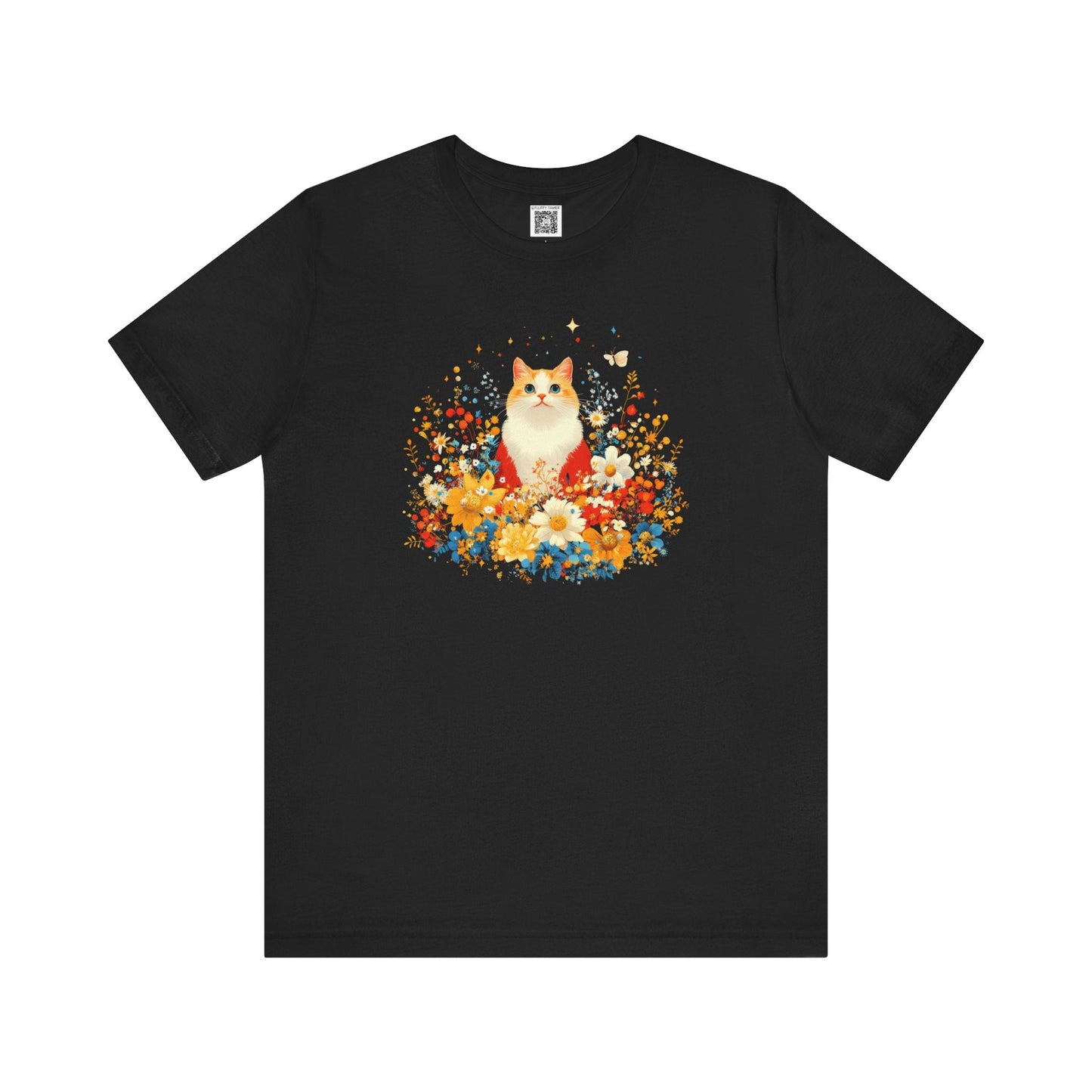 Floral Cat Graphic Tee Style002