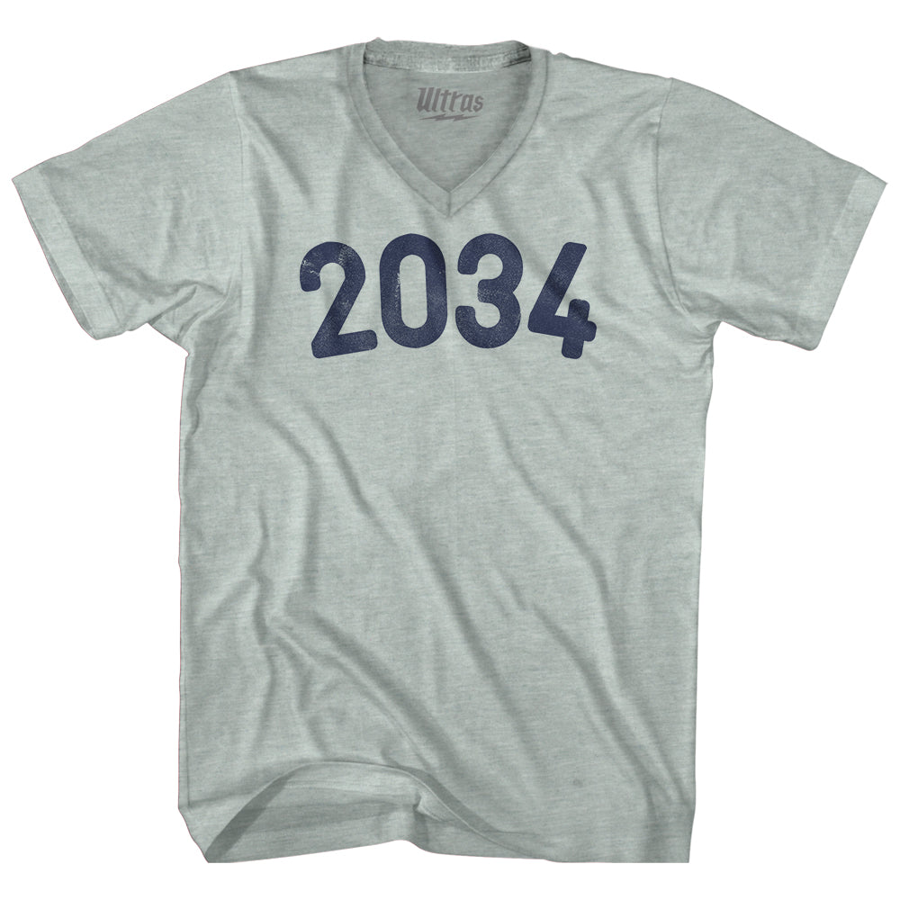 2034 Year Celebration Adult Tri-Blend V-neck T-shirt Style002
