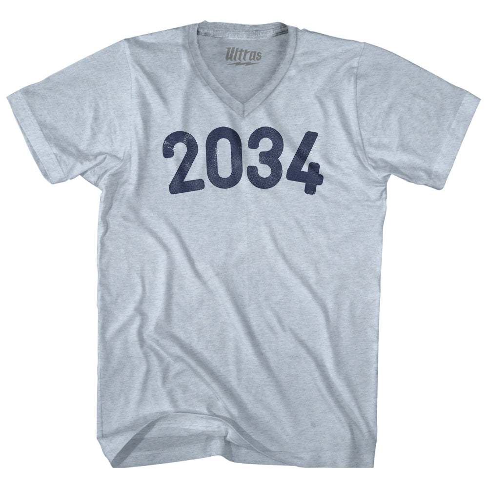 2034 Year Celebration Adult Tri-Blend V-neck T-shirt Style004