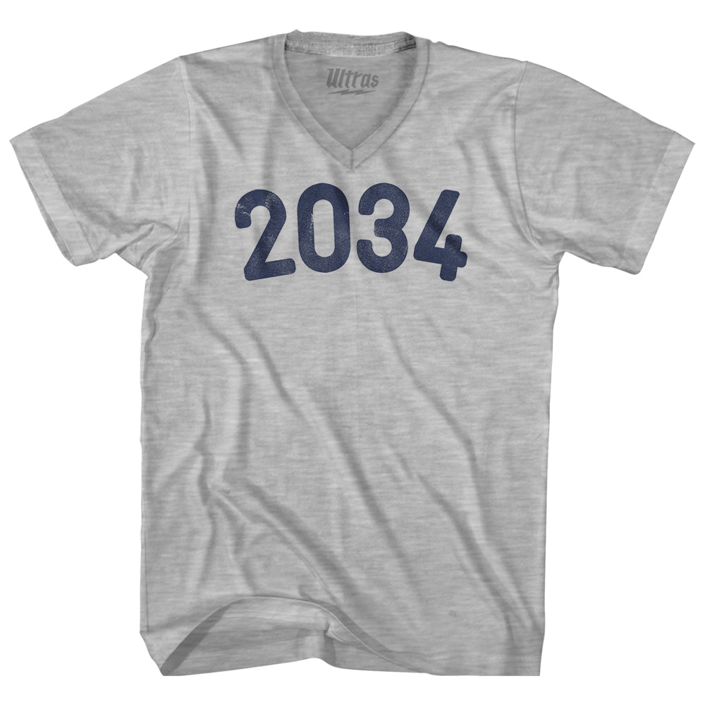 2034 Year Celebration Adult Cotton V-neck T-shirt