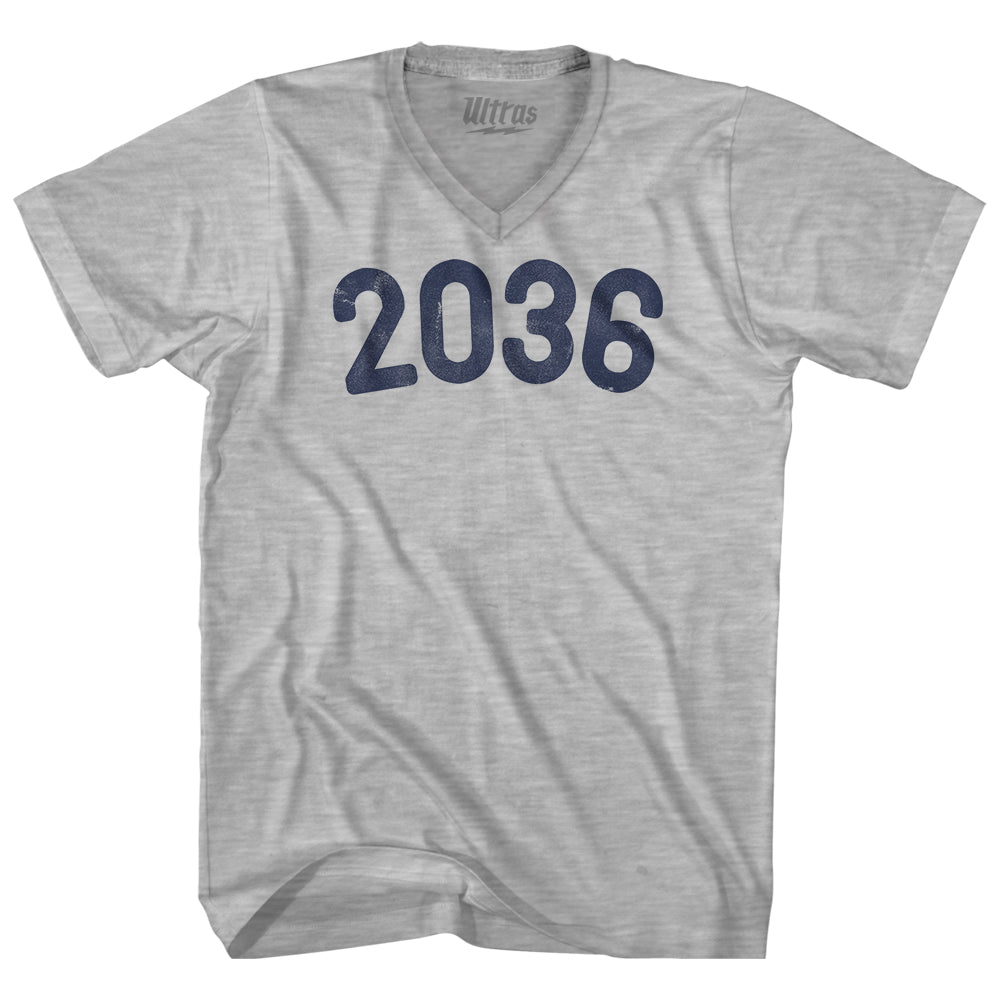 2036 Year Celebration Adult Cotton V-neck T-shirt