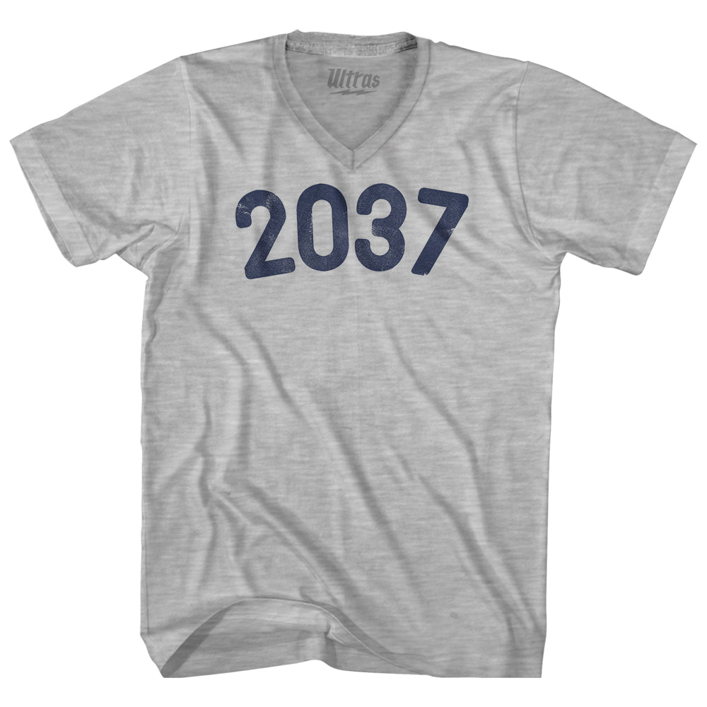 2037 Year Celebration Adult Cotton V-neck T-shirt