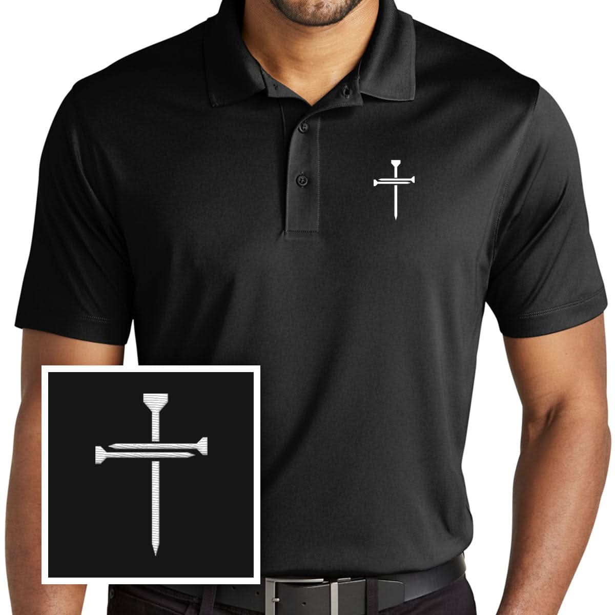 3 Nail Cross Performance Polo Shirt