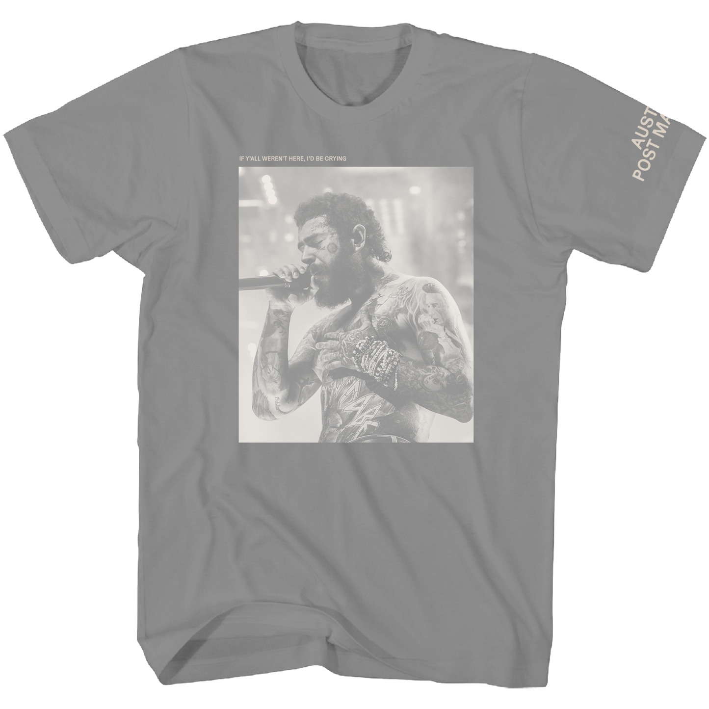POST MALONE GRAY PHOTO F/SL T-SHIRT
