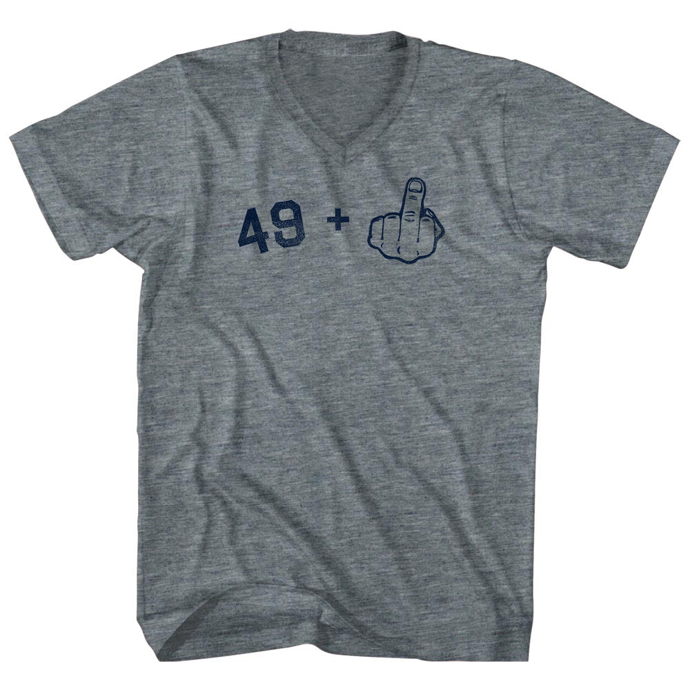 49 + Middle Finger Adult Tri-Blend V-neck T-shirt Style002