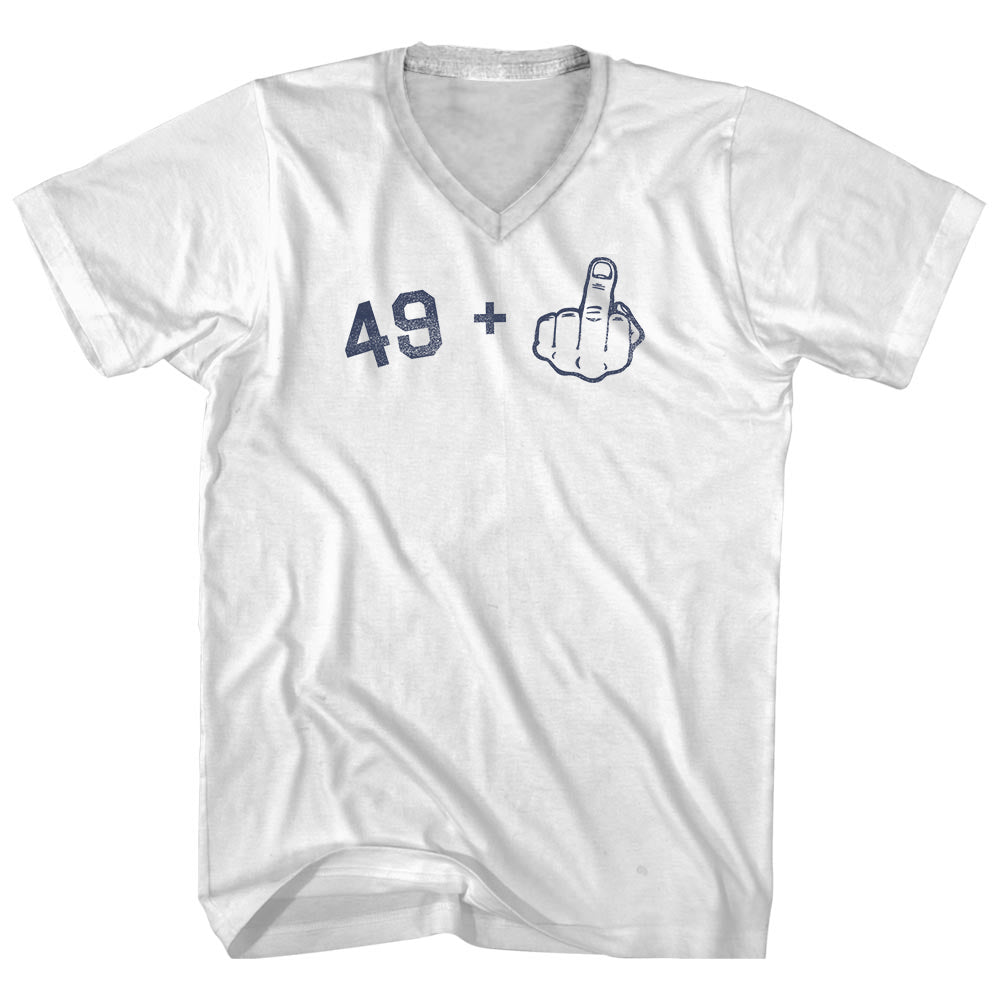 49 + Middle Finger Adult Cotton V-neck T-shirt Style001
