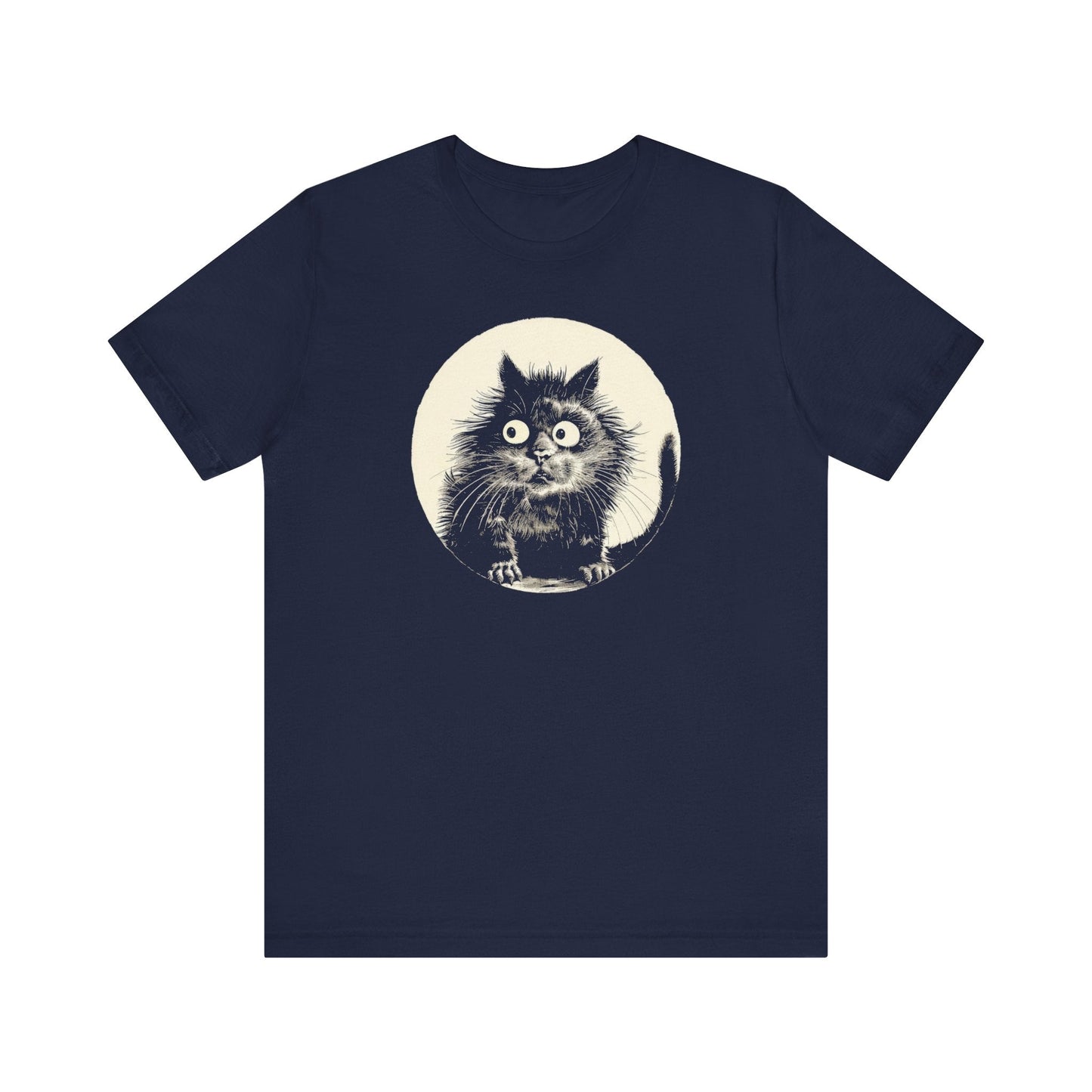 Frightened Cat Graphic Tee – Vintage Style Cat Lover Shirt