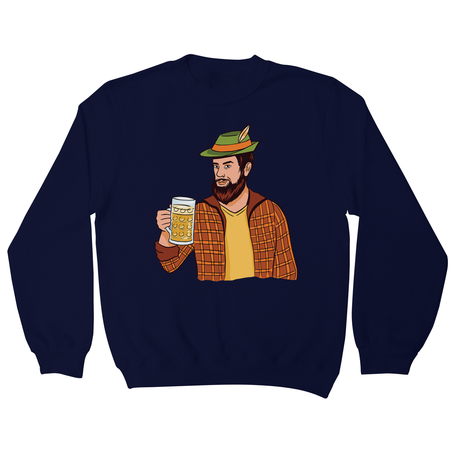 Hipster man with beer sweatshirt
