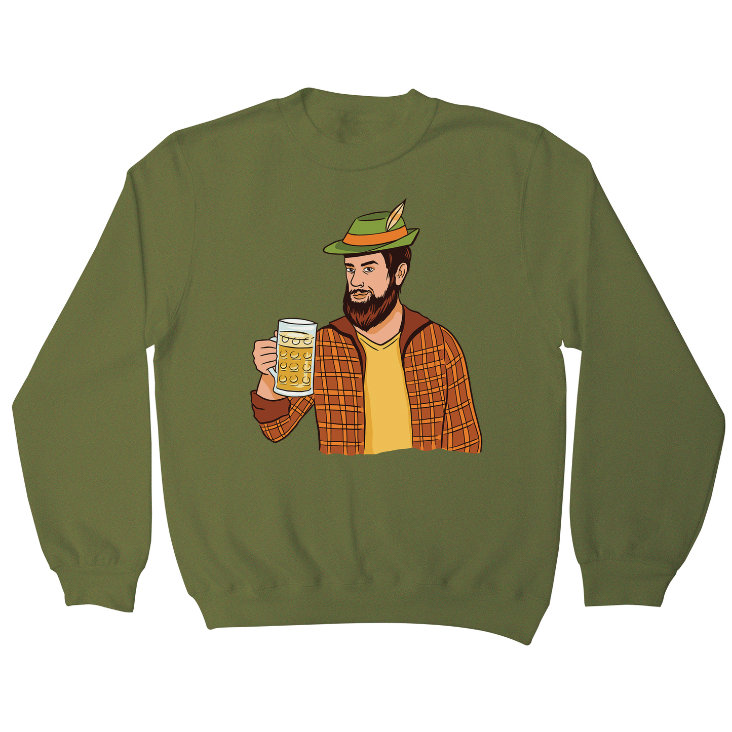 Hipster man with beer sweatshirt