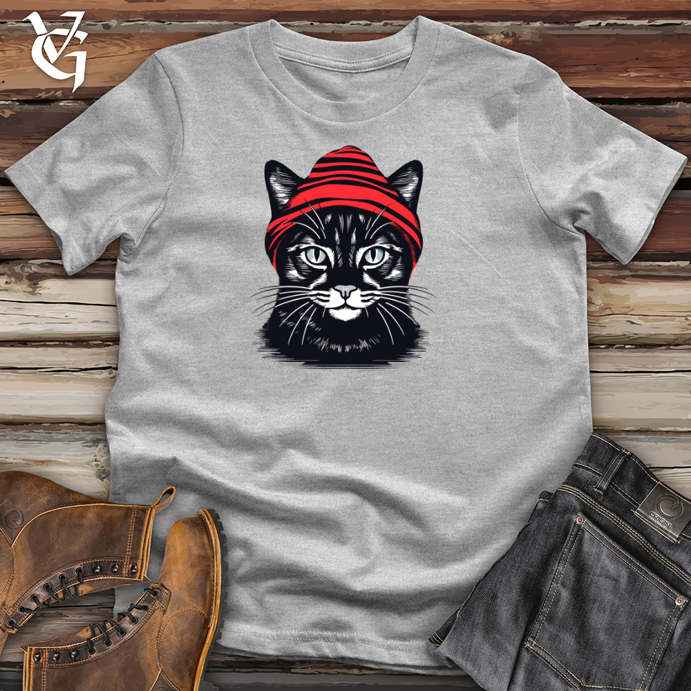 Vintage Beanie Black Cat Cotton Tee