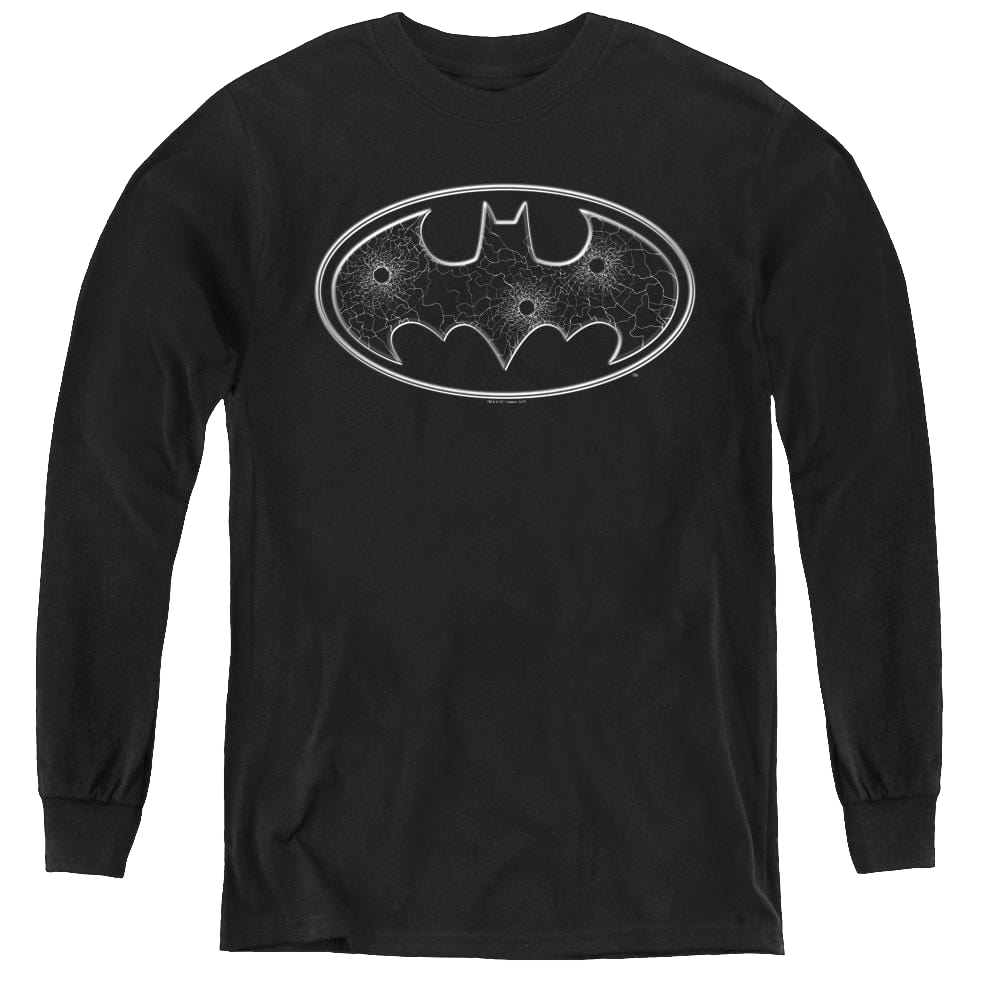 Dc Batman Glass Hole Logo - Youth Long Sleeve T-Shirt