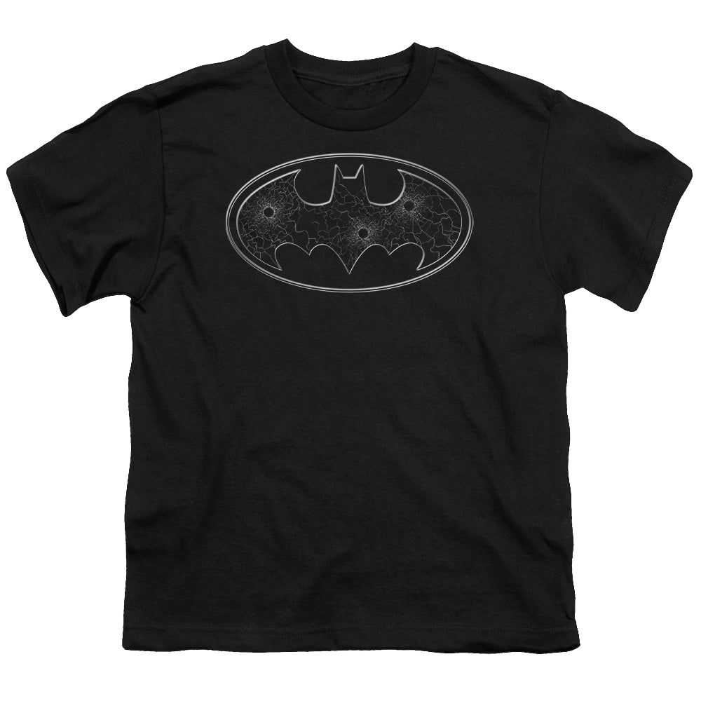 DC Batman Glass Hole Logo - Youth T-Shirt