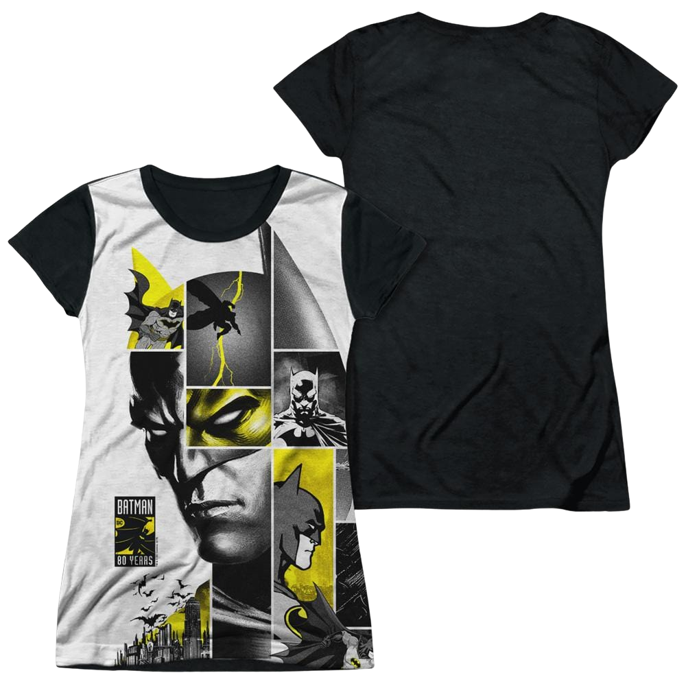 DC Batman 80Th Panels - Juniors Black Back T-Shirt