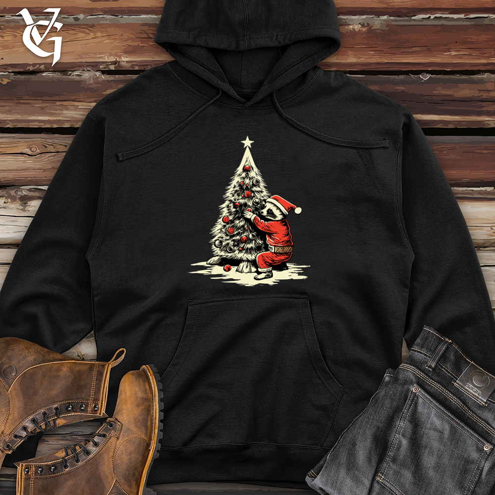 Vintage Tree Trimming Raccoon Midweight Hooded Sweatshirt