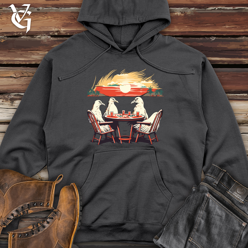 Vintage Poker Birds Midweight Hooded Sweatshirt