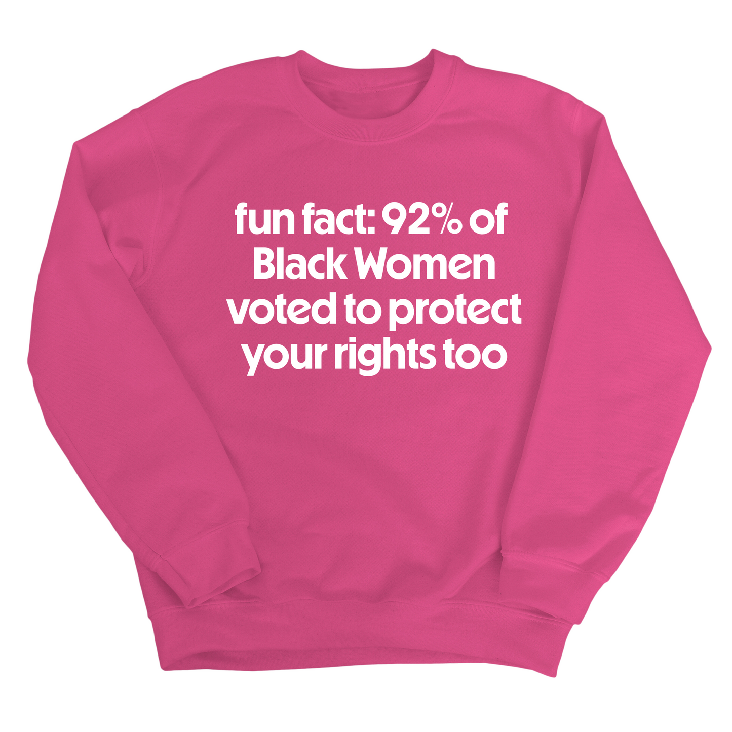 Fun Fact 92 Percent of Black Women Voted to Protect Your Rights Too Unisex Sweatshirt