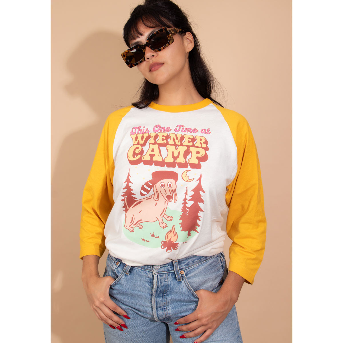 wiener camp unisex baseball tee