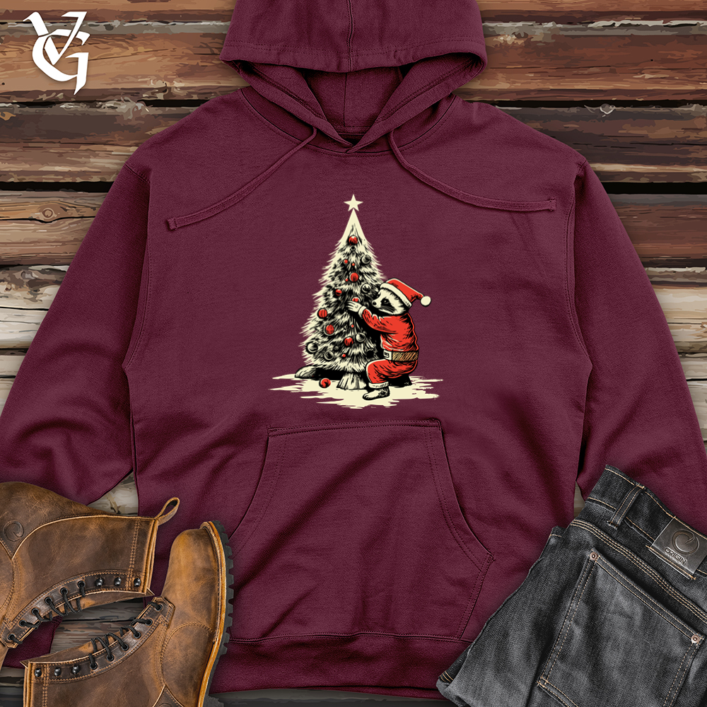 Vintage Tree Trimming Raccoon Midweight Hooded Sweatshirt