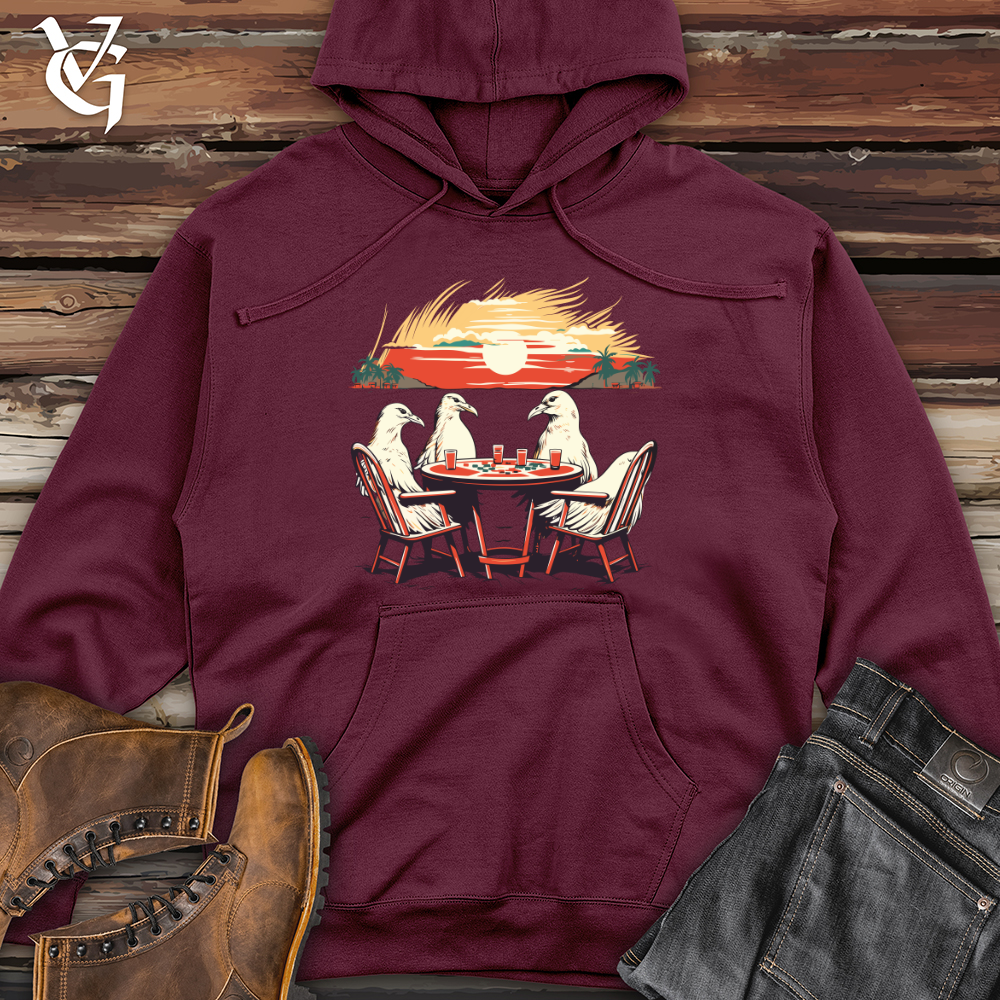 Vintage Poker Birds Midweight Hooded Sweatshirt