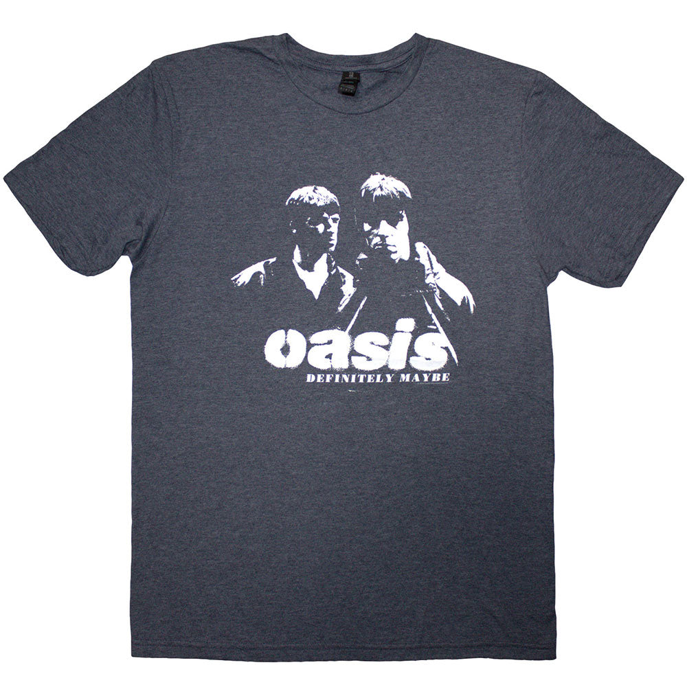 Oasis | Official Band T-Shirt | Definitely Maybe Photo Stencil (Navy Blue)