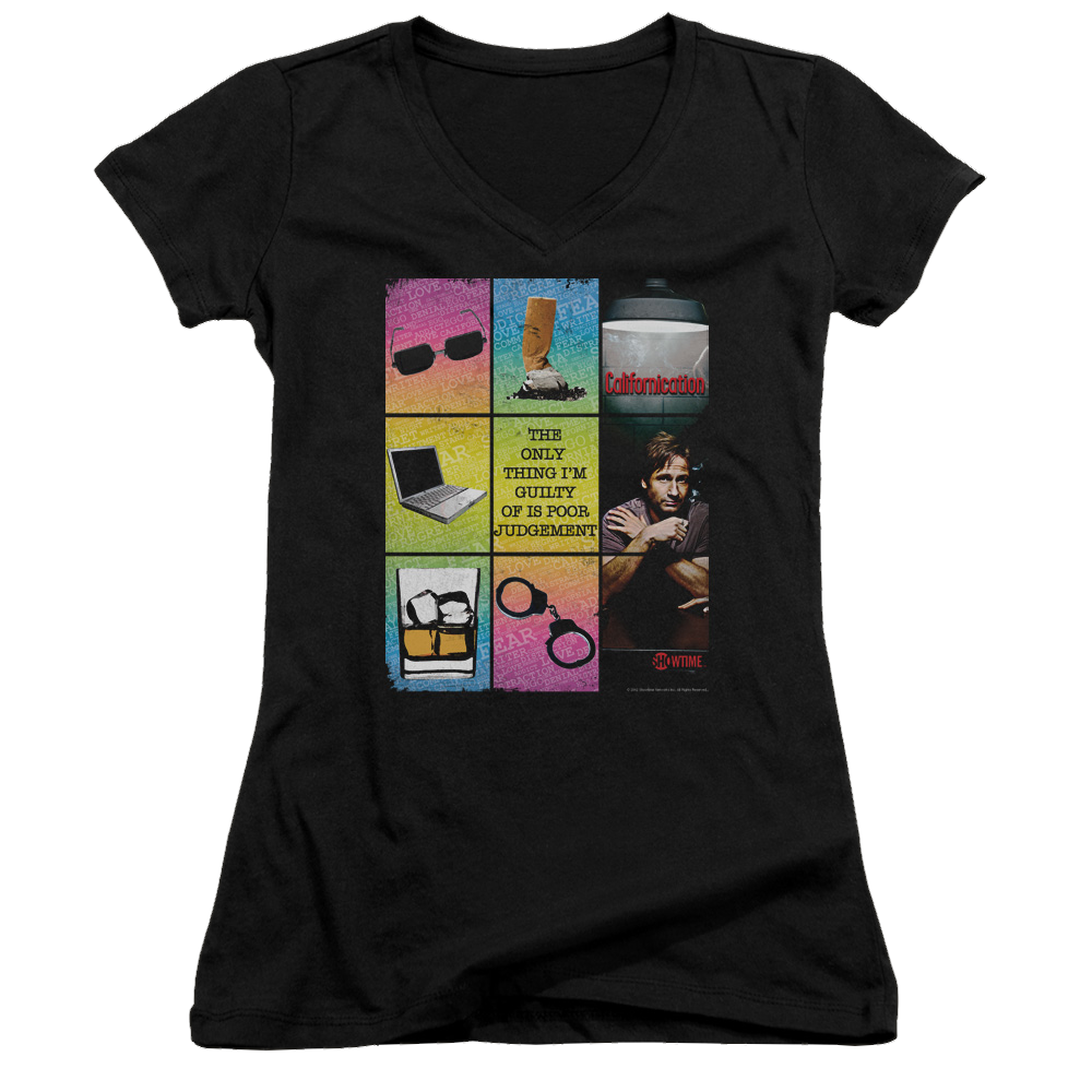 Californication Poor Judgement - Juniors V-Neck T-Shirt