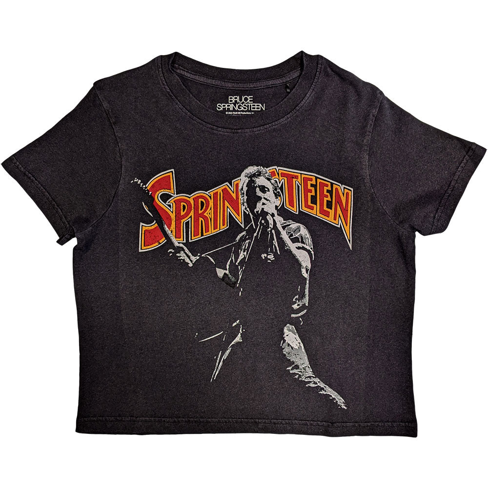 Bruce Springsteen | Official Band Crop Top | Stage Pose (Black)