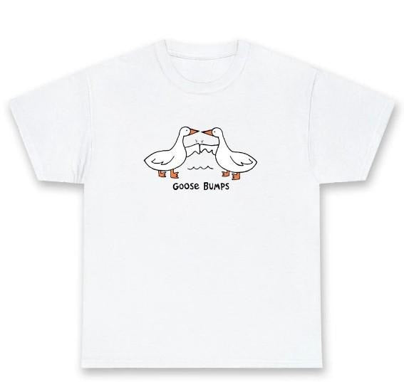 Women's Goose Bumps Y2K Graphic Tee, Summer Crewneck Womenswear Top Underwear Lady