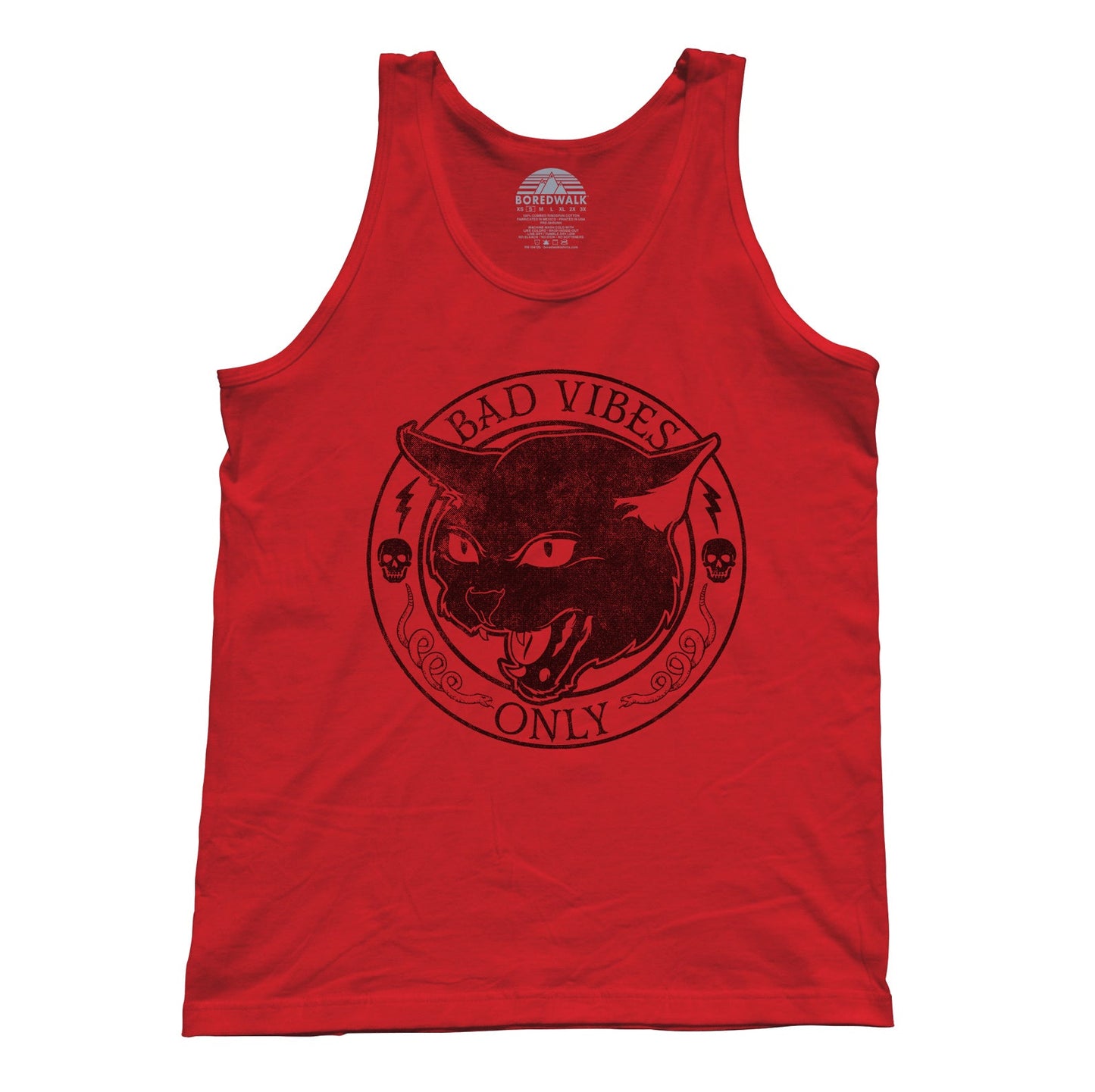 Unisex Bad Vibes Only Tank Top - Goth Shirt - Black Cat Shirt