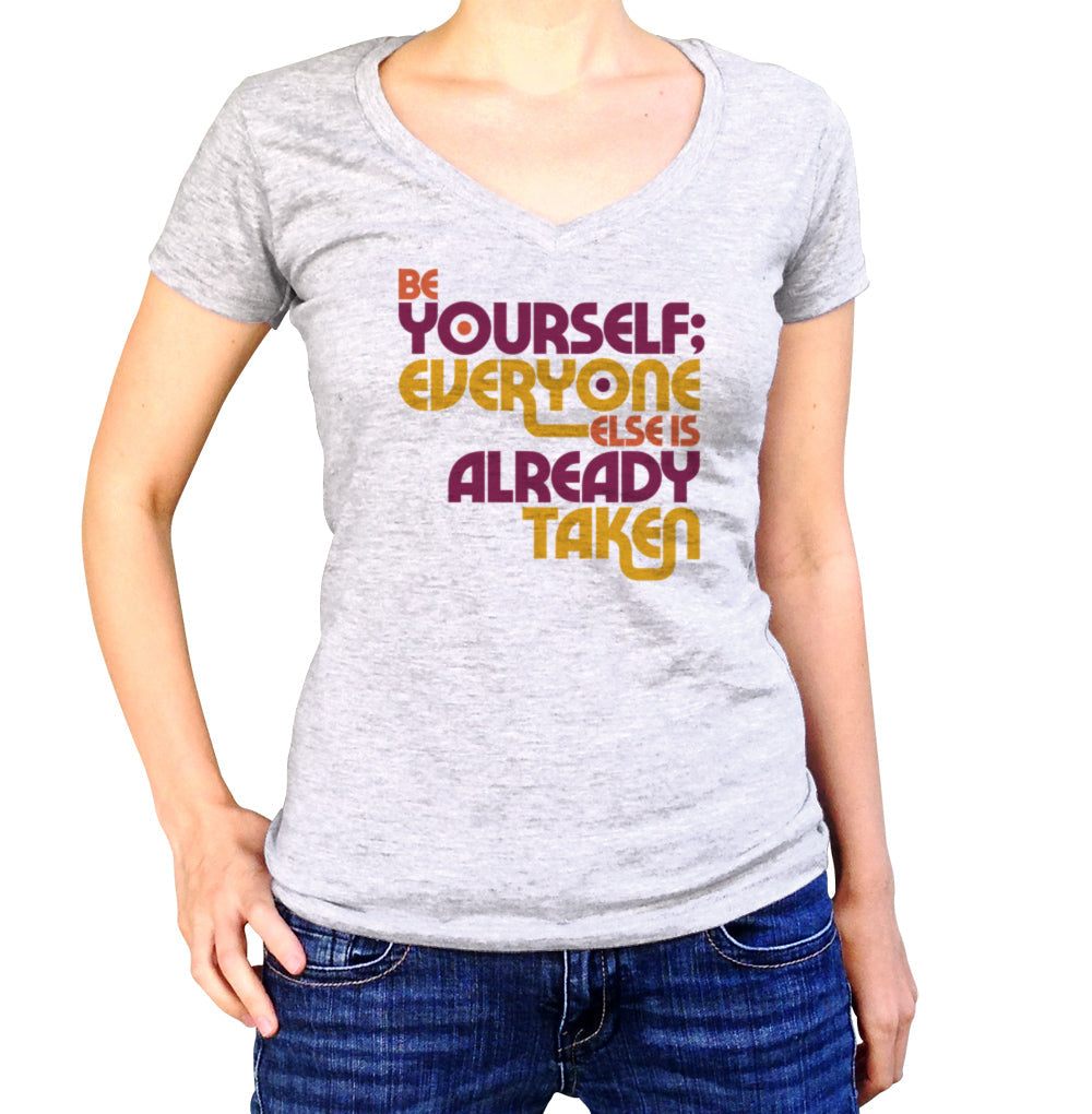 Women's Be Yourself Vneck T-Shirt - Oscar Wilde