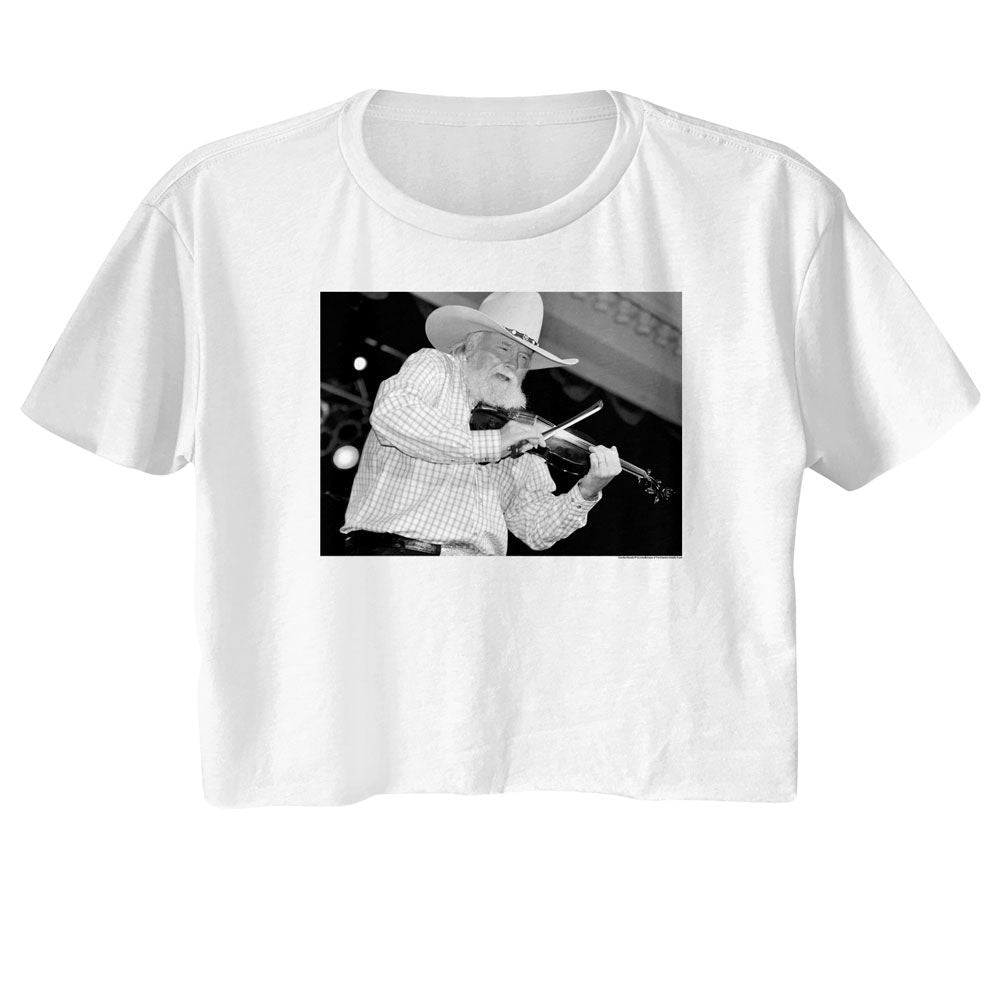 Charlie Daniels Band - CDB BW Charlie Daniels Womens Crop Tee