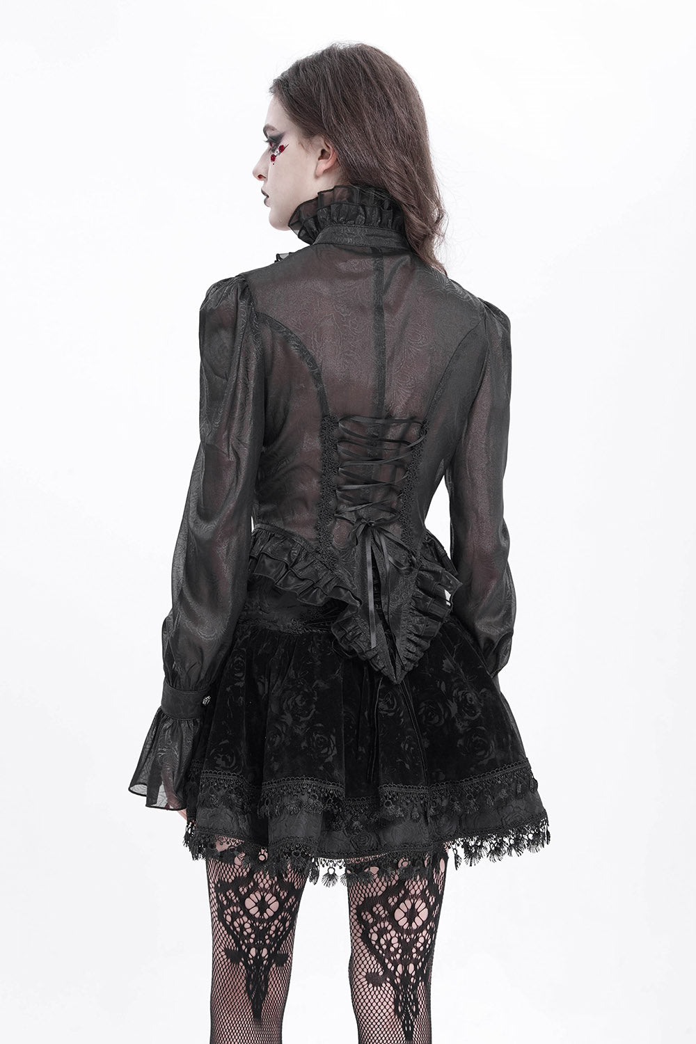 Catacomb Ruffled Mesh Button Shirt