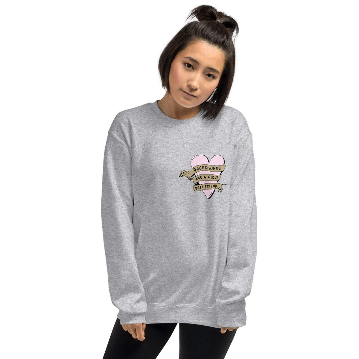 dachshunds are a girl's best friend unisex crew sweatshirt | heather grey