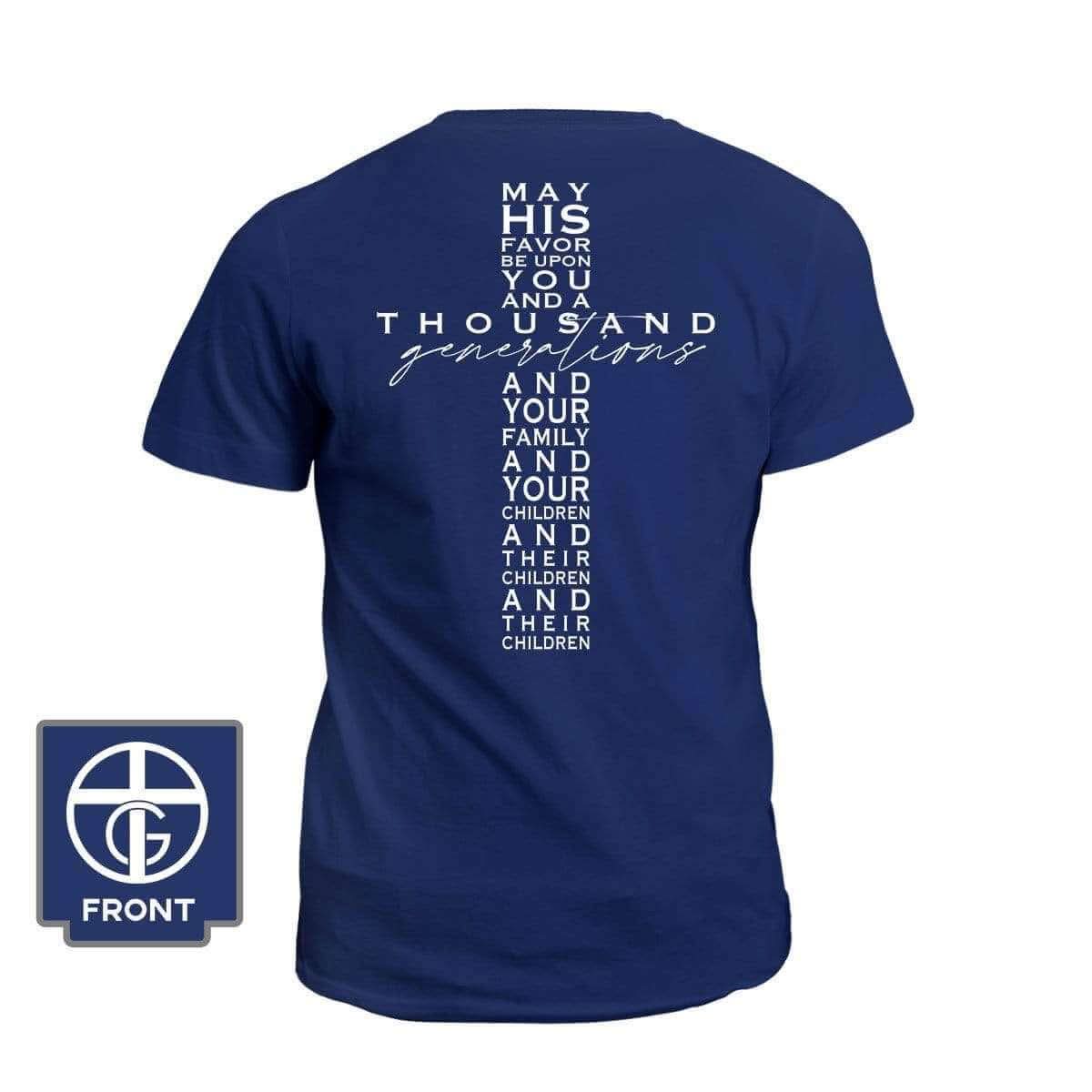 May His Favor Cross T-Shirt (Back Print)