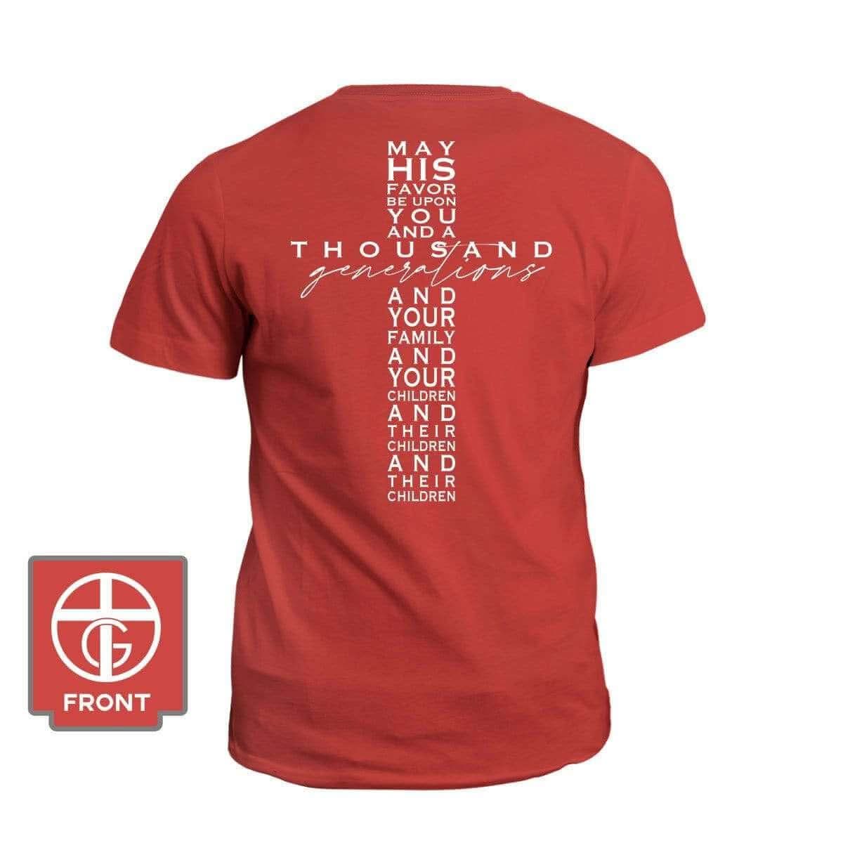 May His Favor Cross T-Shirt (Back Print)