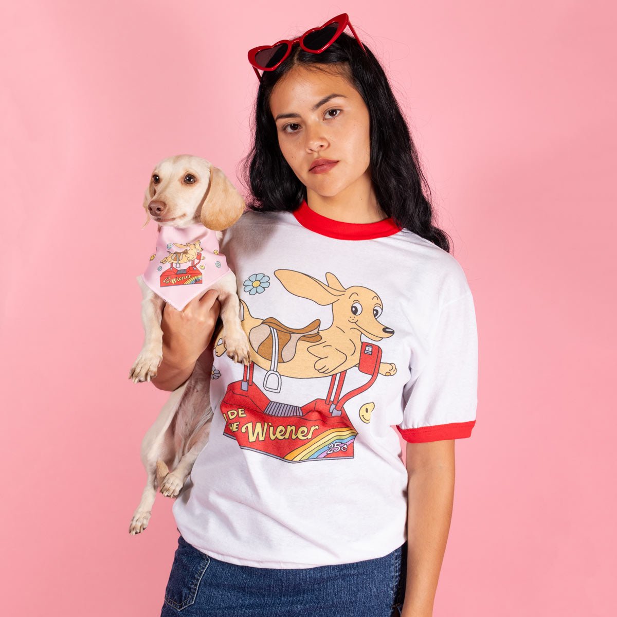 ride the wiener unisex ringer tee