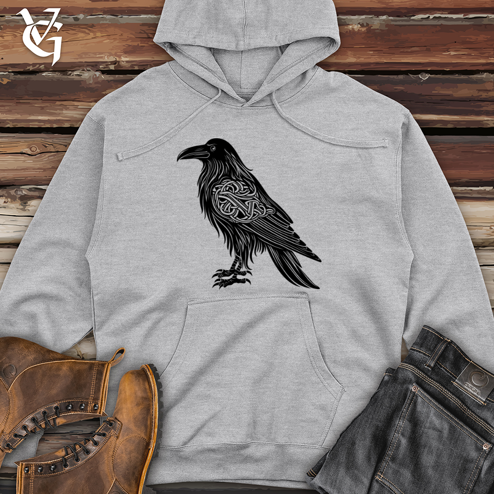 Celtic Raven Silhouette Midweight Hooded Sweatshirt