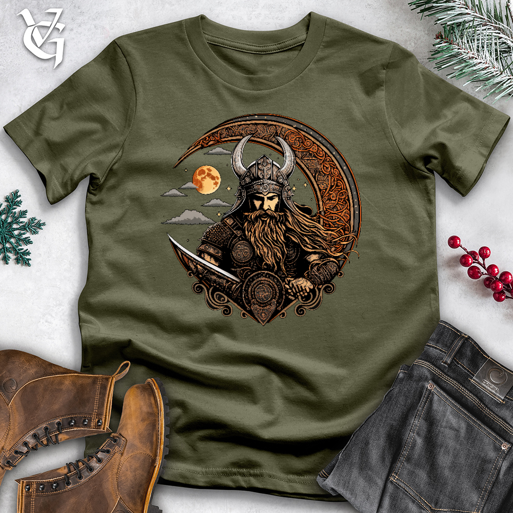 Celtic Moon Viking Warrior Cotton Tee