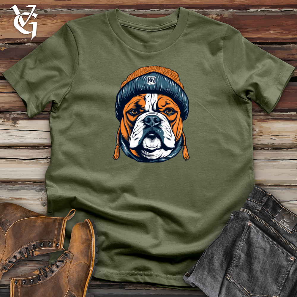Vintage Beanie Wearing Bulldog Softstyle Tee