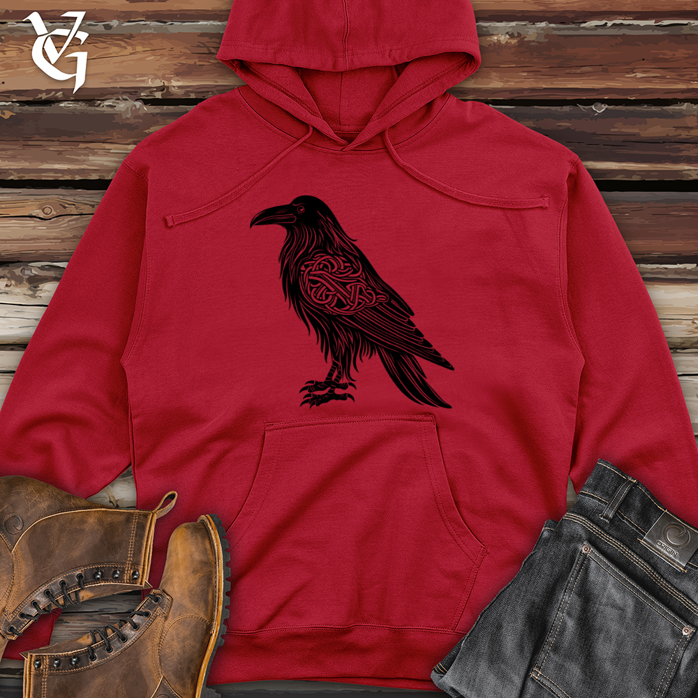 Celtic Raven Silhouette Midweight Hooded Sweatshirt