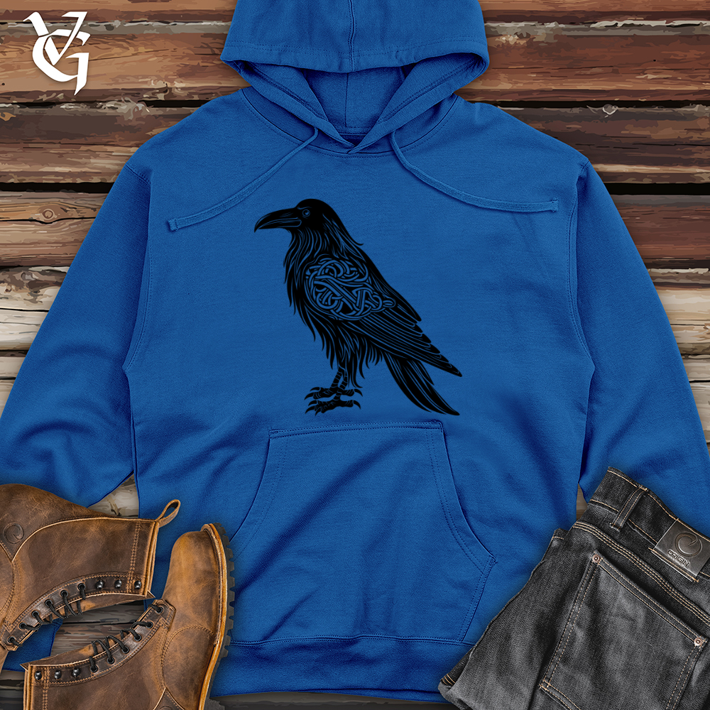 Celtic Raven Silhouette Midweight Hooded Sweatshirt