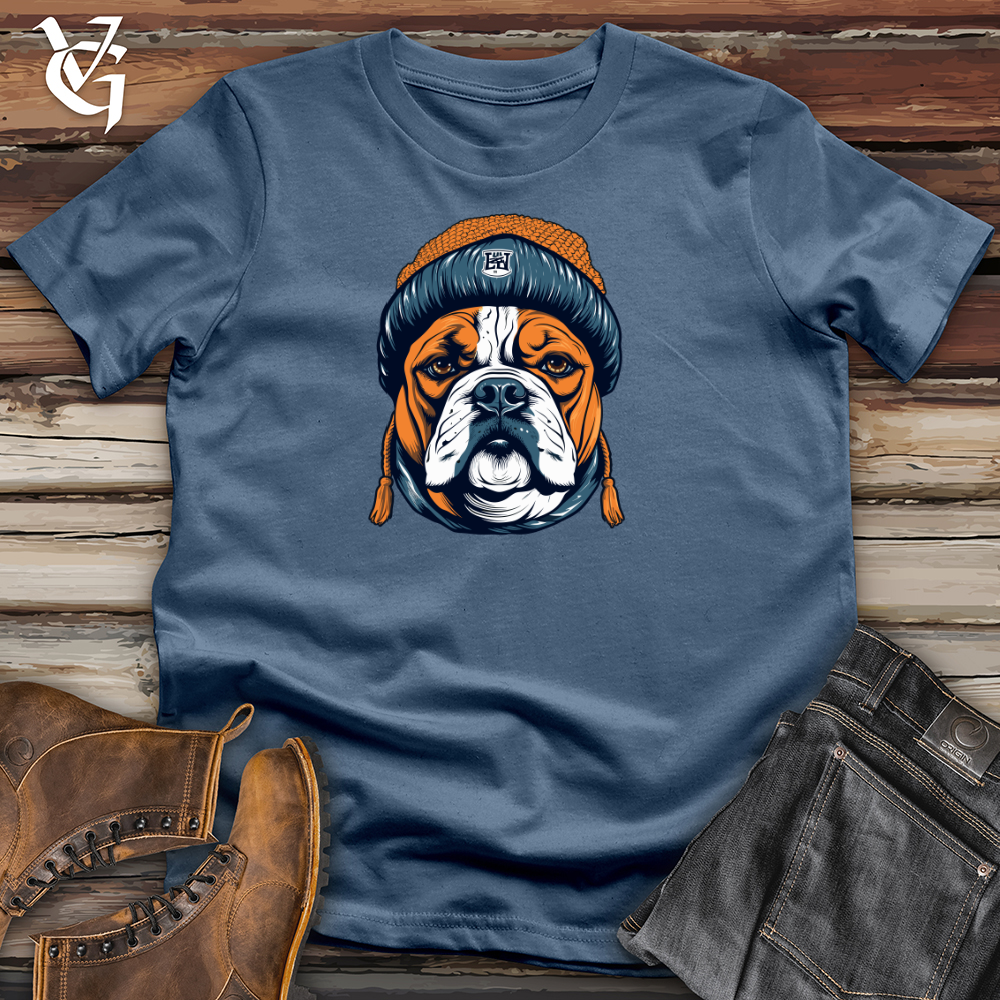 Vintage Beanie Wearing Bulldog Cotton Tee