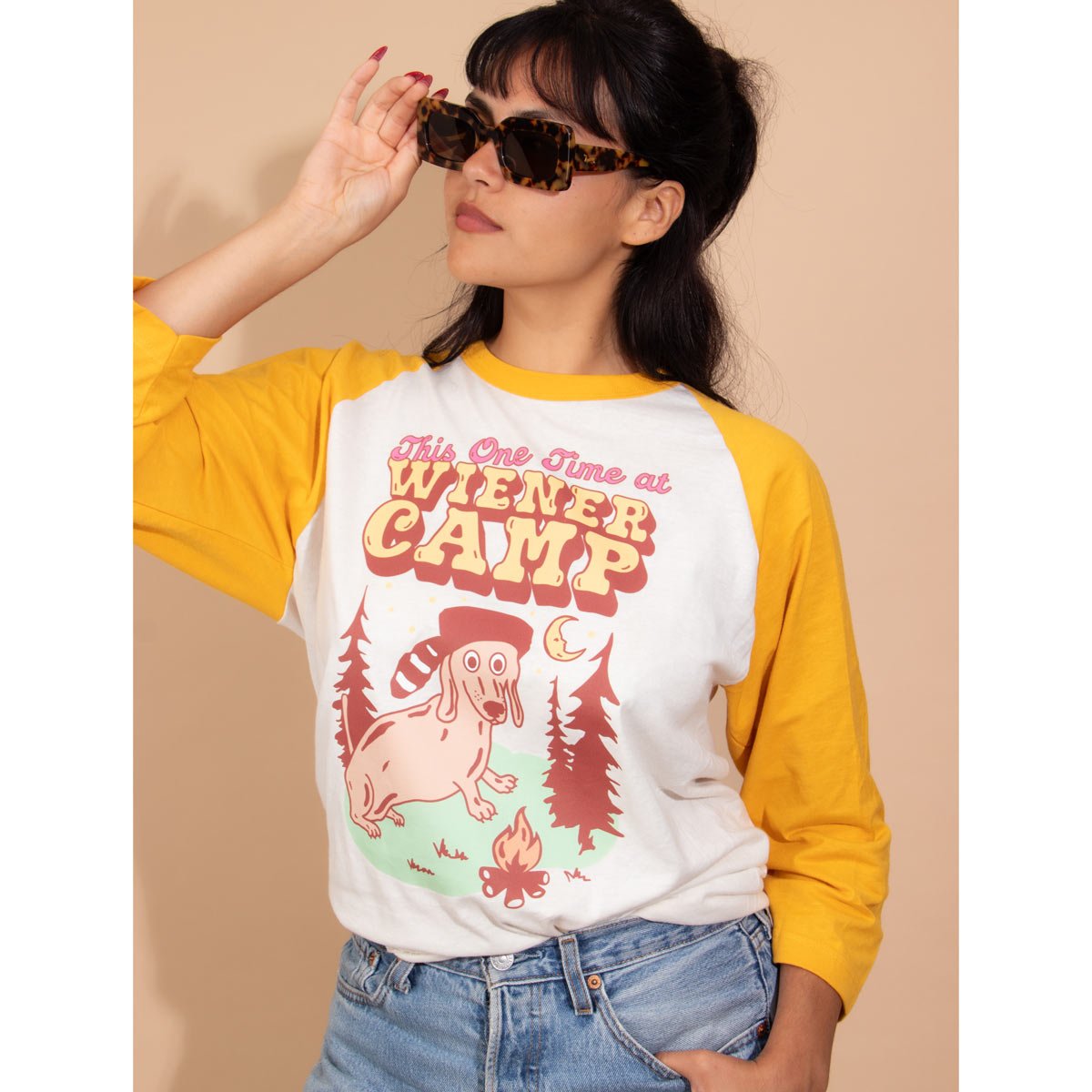 wiener camp unisex baseball tee
