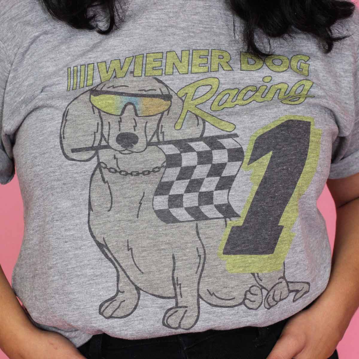 wiener dog racing unisex tee