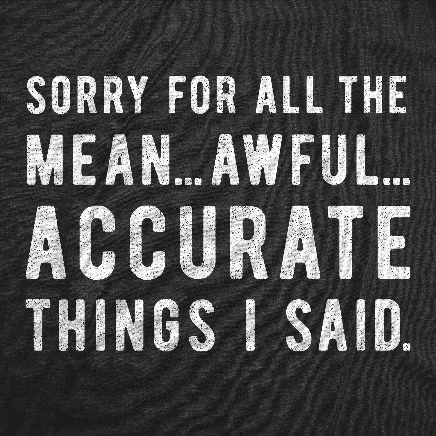 Sorry For All The Mean Awful Accurate Things I Said Women's T Shirt